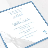 Madeline Square Ribbon New Blue Wedding Invitations Two Layered Leslie Stationery Store