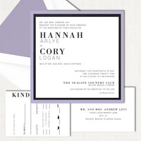 Hannah Black Lavender Wedding Invitations Two Layered Leslie Stationery Store