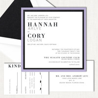 Hannah Black Lavender Wedding Invitations Two Layered Leslie Stationery Store