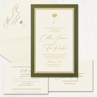 Chloe Mid Green Sand Wedding Invitations Three Layered Leslie Stationery Store