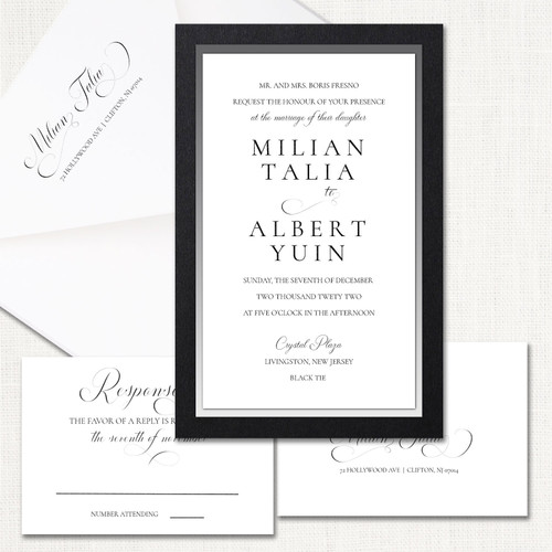 Talia Black Silver Wedding Invitations wholesale wedding planner affiliate program leslie store