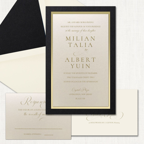 Talia Black Ecru Wedding Invitations wholesale wedding planner affiliate program leslie store