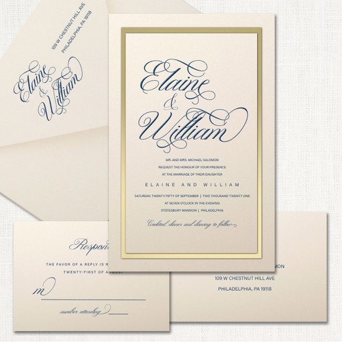 Elaine Ecru Gold Wedding Invitations wholesale wedding planner affiliate program leslie store