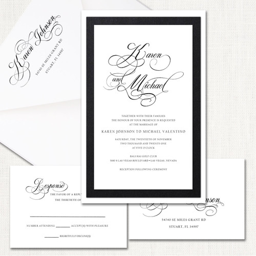 Karen Black and White Wedding Invitations wholesale wedding planner affiliate program leslie store