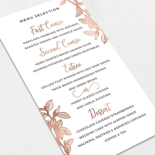 Andreea Wedding Menu