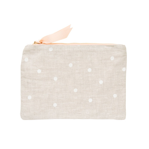 Fabric Pouch, White Dot