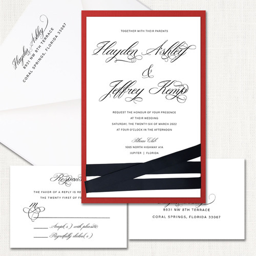 Hayden Ribbon Wedding Invitations elegant glitter thermography wedding planner Stationery Store & Wedding Invitations by Leslie Store wholesale