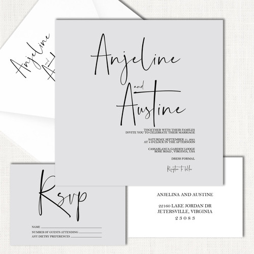 Anjeline Square Wedding Invitations elegant glitter thermography wedding planner Stationery Store & Wedding Invitations by Leslie Store wholesale