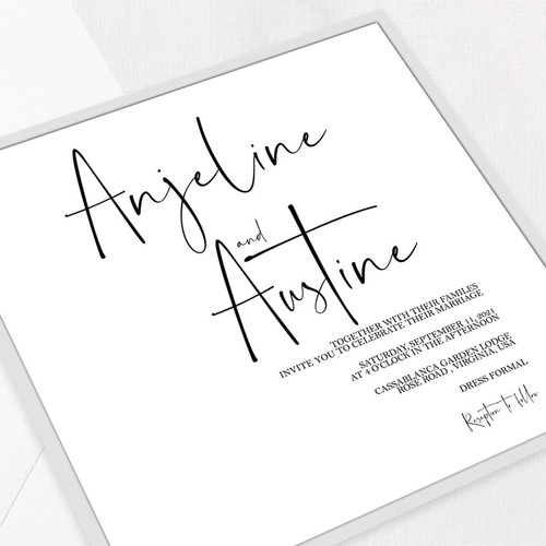 Anjeline Grey Wedding Invitations Two Layered Leslie Store