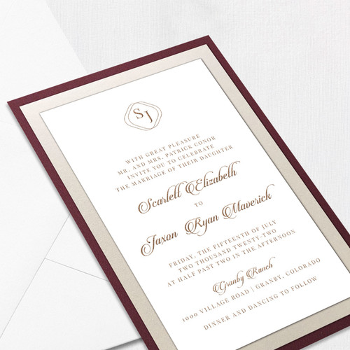 Scarlett Burgundy Wedding Invitations Three Layered Leslie Store