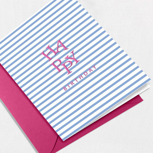 Blue Stripe Birthday Greeting Card All Cards Leslie Store