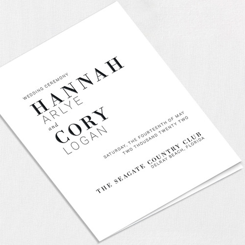 Hannah Wedding Programs