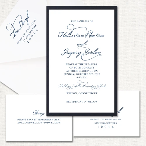 Holliston Navy Wedding Invitations elegant glitter thermography wedding planner Stationery Store & Wedding Invitations by Leslie Store wholesale
