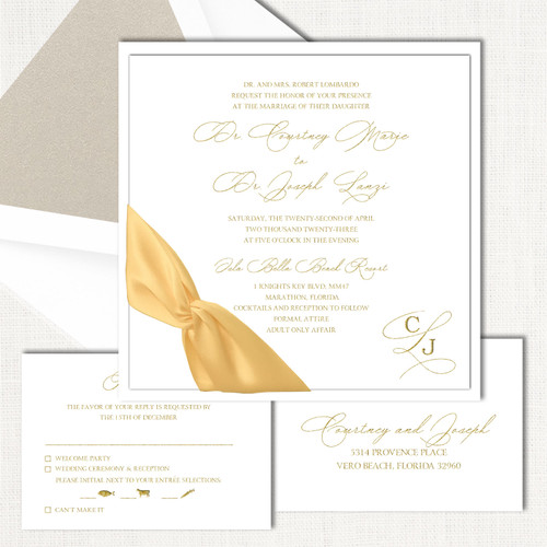 Courtney Square Ribbon Wedding Invitations Two Layered Leslie Store