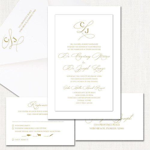 Courtney White Wedding Invitations Two Layered Leslie Store