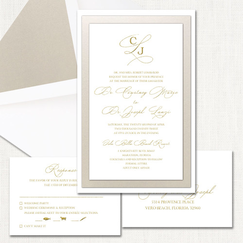 Courtney Champagne Wedding Invitations Three Layered Leslie Store