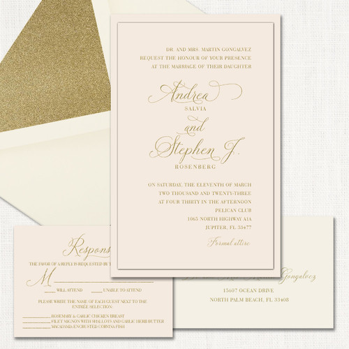 Andrea Blush Pink Wedding Invitations Two Layered Leslie Store