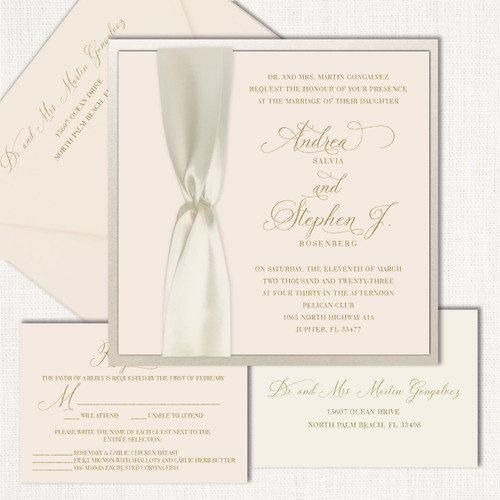 Andrea Blush Square Ribbon Wedding Invitations All Wedding Invitations Leslie Store