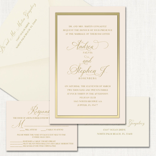 Andrea Blush Gold Wedding Invitations Three Layered Leslie Store