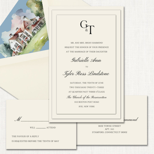 Gabrielle Ecru Wedding Invitations Three Layered Leslie Store