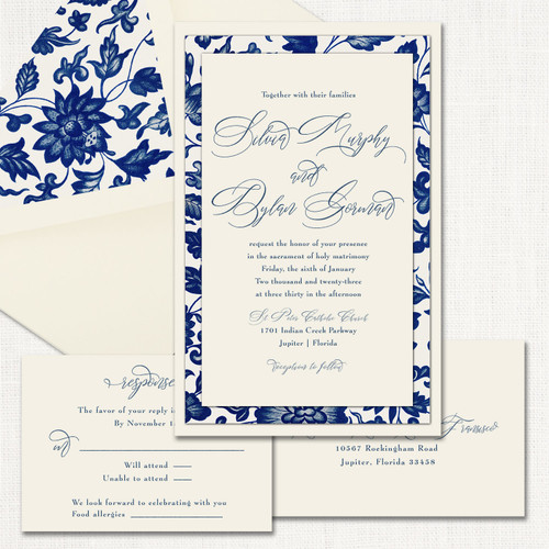 Silvia Vintage Floral Wedding Invitations Three Layered Leslie Store