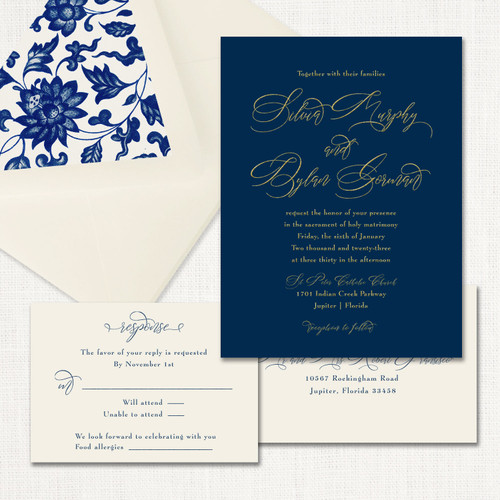 Silvia Wedding Invitations One Layered Leslie Store