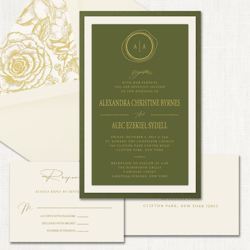 Alexandra Green Wedding Invitations Three Layered Leslie Store