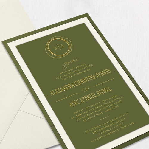 Alexandra Green Wedding Invitations Three Layered Leslie Store