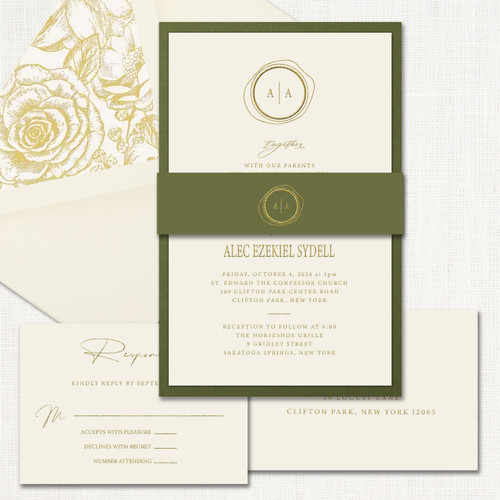 Alexandra Belly Band Wedding Invitations Two Layered Stationery Store & Wedding Invitations by Leslie Store