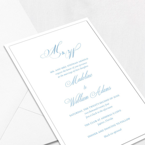 Madeline White Wedding Invitations Two Layered Leslie Store