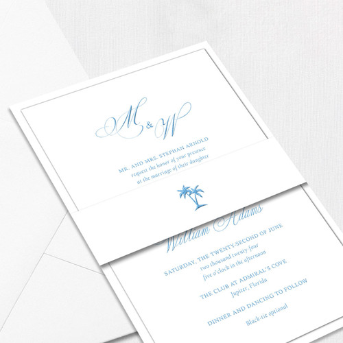 Madeline Belly Band Wedding Invitations Two Layered Leslie Store