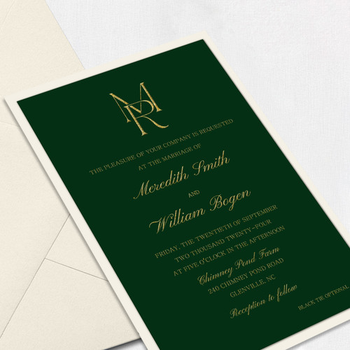 Meredith Hunter Green Wedding Invitations Two Layered Leslie Store