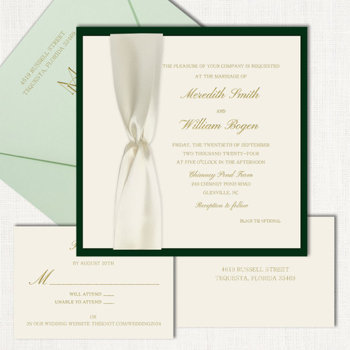 Meredith Square Ribbon Wedding Invitations Two Layered Leslie Store