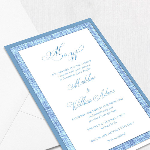 Madeline New Blue Design Wedding Invitations Three Layered Leslie Stationery Store