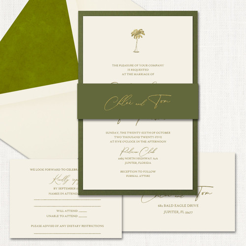 Chloe Belly Band Wedding Invitations Two Layered Leslie Stationery Store