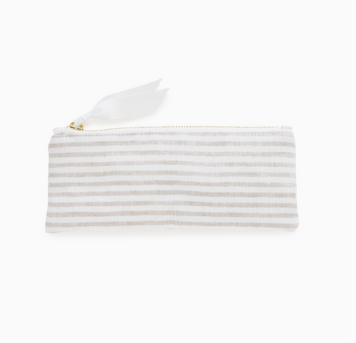 Fabric Pouch, Neutral Stripe Pouch Leslie Stationery Store