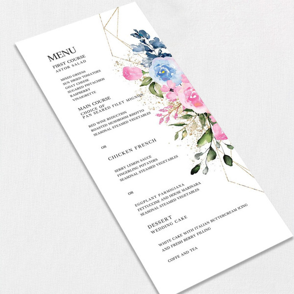 Floral Wedding Menu Wedding Menu  Floral Wedding Menu Wedding Menu