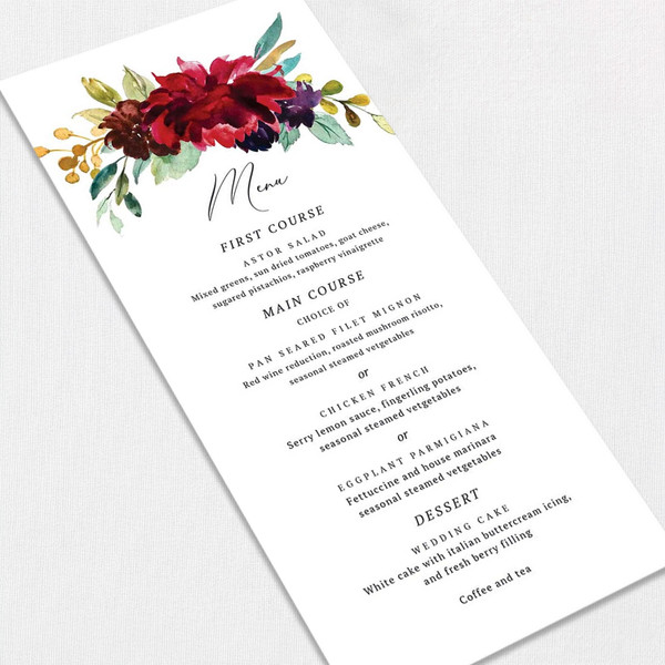 Pop of Color Wedding Menu Wedding Menu Leslie Store Pop of Color Wedding Menu Wedding Menu Leslie Store