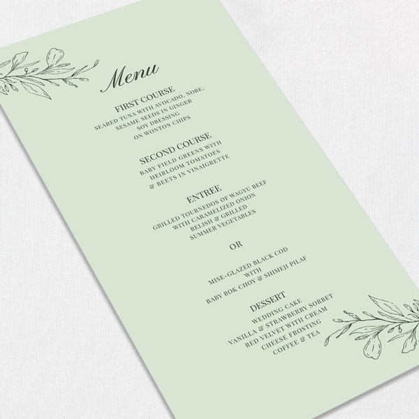 Menu Cards for Wedding | Wedding Menus Online