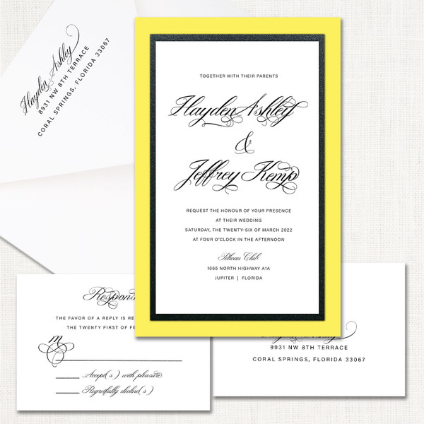 Hayden Yellow Wedding Invitations elegant glitter thermography wedding planner Stationery Store & Wedding Invitations by Leslie Store wholesale Hayden Yellow Wedding Invitations elegant glitter thermography wedding planner Stationery Store & Wedding Invitations by Leslie Store wholesale