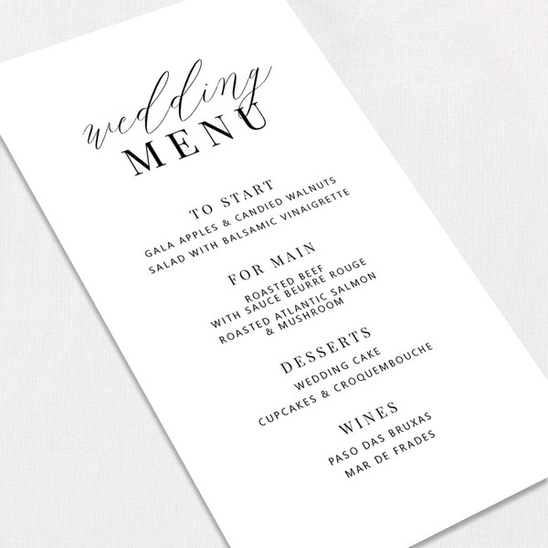 Elisse Wedding Menu Wedding Menu Leslie Store Elisse Wedding Menu Wedding Menu Leslie Store