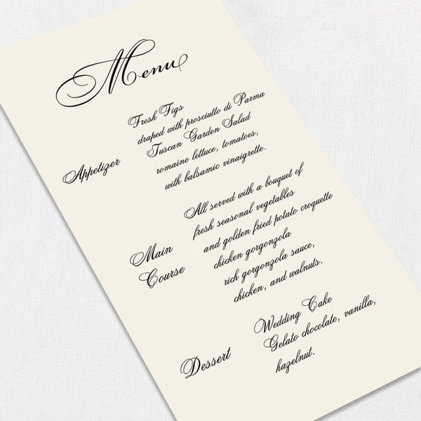 Brooke Wedding Menu Wedding Menu Leslie Store Brooke Wedding Menu Wedding Menu Leslie Store