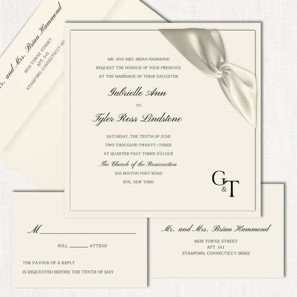 Gabrielle Square Ribbon Wedding Invitations Two Layered Leslie Store Gabrielle Square Ribbon Wedding Invitations Two Layered Leslie Store