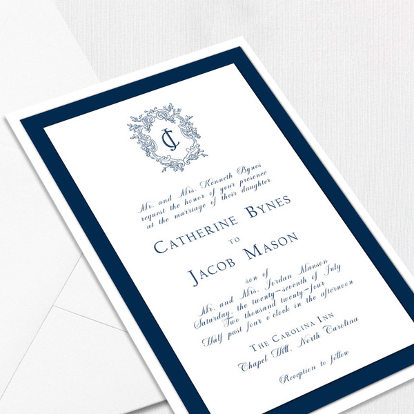 Catherine Navy White Wedding Invitations Three Layered Leslie Store Catherine Navy White Wedding Invitations Three Layered Leslie Store