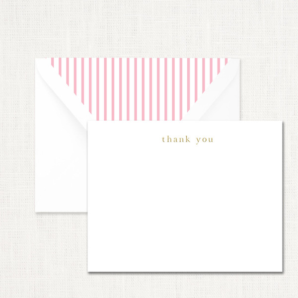 Thank You, Pink Pinstripe Note Set Stationery Boxed Note Sets Stationery Store & Wedding Invitations by Leslie Store Thank You, Pink Pinstripe Note Set Stationery Boxed Note Sets Stationery Store & Wedding Invitations by Leslie Store