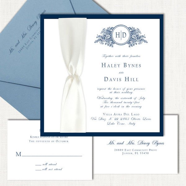 Haley Square Ribbon Wedding Invitations Two Layered Leslie Store Haley Square Ribbon Wedding Invitations Two Layered Leslie Store