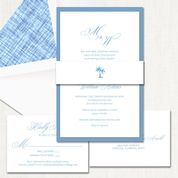 Madeline Belly Band New Blue Wedding Invitations Two Layered Leslie Stationery Store Madeline Belly Band New Blue Wedding Invitations Two Layered Leslie Stationery Store