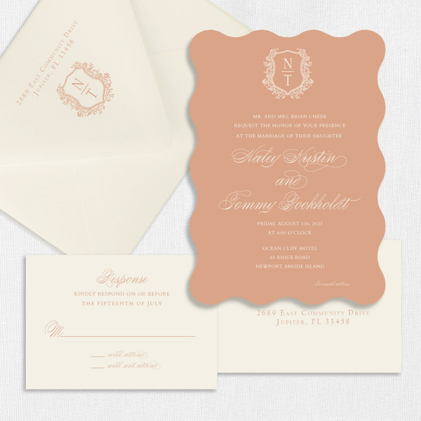 Kristin Wave Wedding Invitations One Layered Leslie Stationery Store