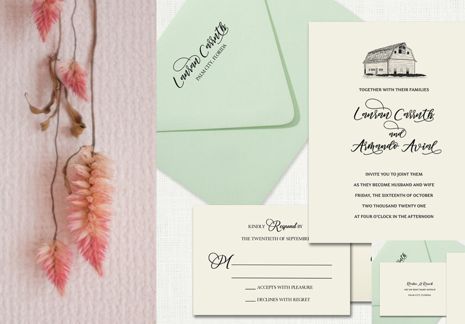 A Vintage Barn Wedding Invitation Suite 