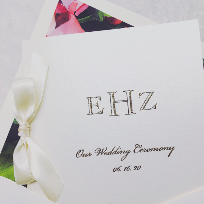 Ribbon Wedding Programs, Square program | Leslie Store